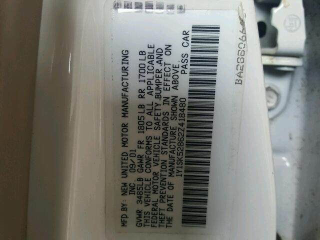 1Y1SK52862Z418480 - 2002 CHEVROLET GEO PRIZM 白色 照片 10