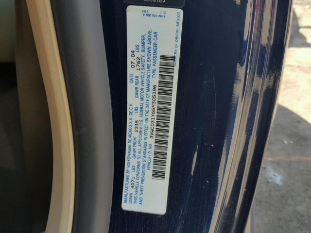 3VWCD31Y65M305396 - 2005 VOLKSWAGEN NEW BEETLE 蓝色 照片 10