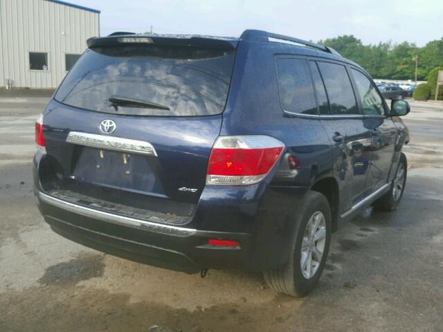 5TDBK3EH0DS264681 - 2013 TOYOTA HIGHLANDER BLUE photo 4