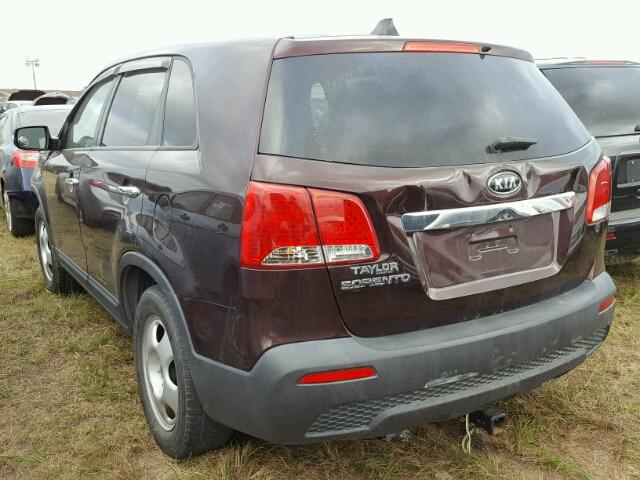 5XYKT3A14BG076388 - 2011 KIA SORENTO BURGUNDY photo 3