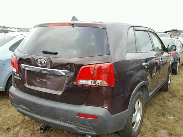 5XYKT3A14BG076388 - 2011 KIA SORENTO BURGUNDY photo 4