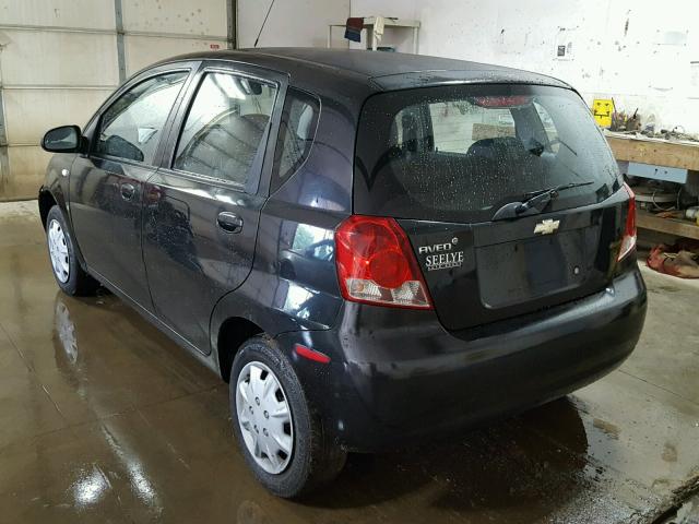 KL1TD66677B741817 - 2007 CHEVROLET AVEO BASE Czarny zdjęcie 3