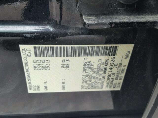 1N4AL2AP9BC140526 - 2011 NISSAN ALTIMA BLACK photo 10