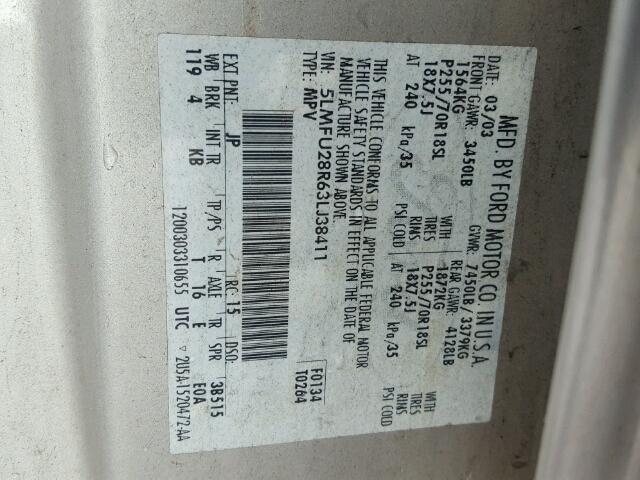 5LMFU28R63LJ38411 - 2003 LINCOLN NAVIGATOR Silber Foto 10