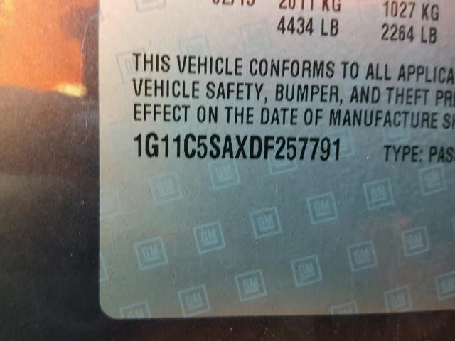1G11C5SAXDF257791 - 2013 CHEVROLET MALIBU 1LT ლურჯი ფოტო 10