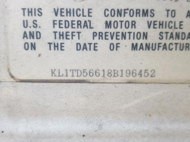 KL1TD56618B196452 - 2008 CHEVROLET AVEO BASE Ақ фото 10