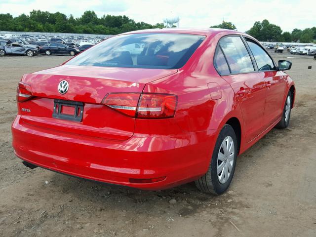 3VW2K7AJ1FM313211 - 2015 VOLKSWAGEN JETTA BASE 红色 照片 4