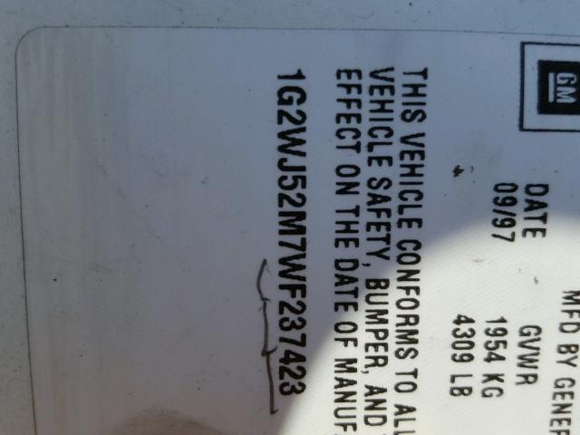 1G2WJ52M7WF237423 - 1998 PONTIAC GRAND PRIX WHITE photo 10