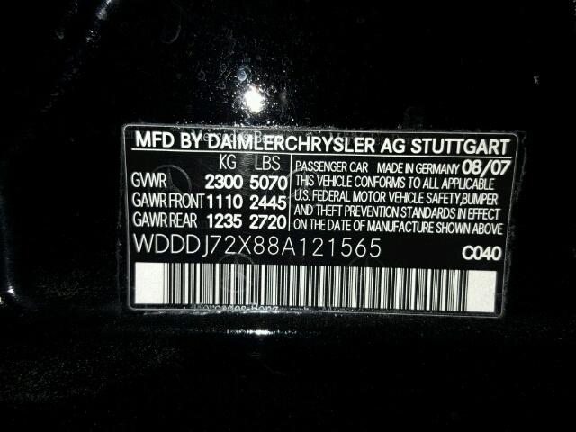 WDDDJ72X88A121565 - 2008 MERCEDES-BENZ CLS BLACK photo 10