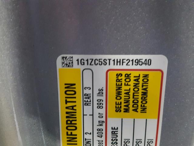 1G1ZC5ST1HF219540 - 2017 CHEVROLET MALIBU LS SILVER photo 10