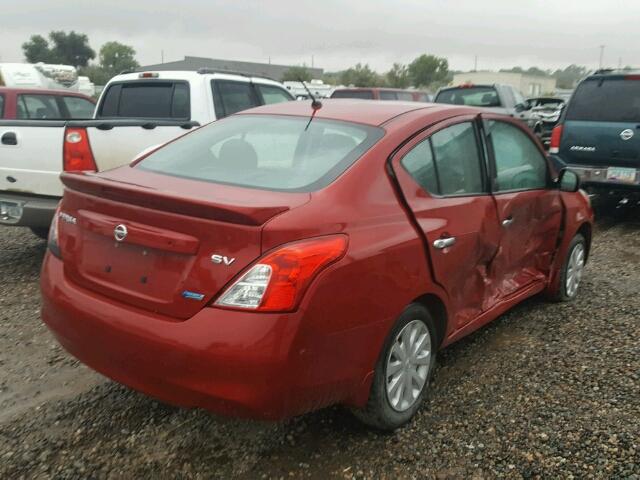 3N1CN7AP8DL854989 - 2013 NISSAN VERSA S RED photo 4