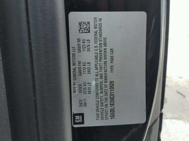 1G6DL1E39C0110828 - 2012 CADILLAC CTS PERFOR أسود صورة 10