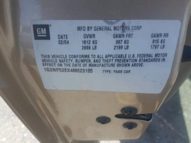 1G2NF52EX4M623185 - 2004 PONTIAC GRAND AM S Qəhvəyi foto 10
