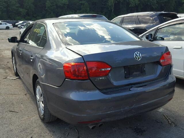 3VW2K7AJ5BM390240 - 2011 VOLKSWAGEN JETTA BASE 灰色 照片 3