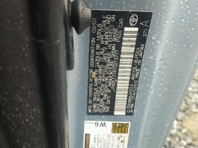 JTKDE177X70213777 - 2007 TOYOTA SCION TC 蓝色 照片 10