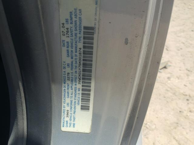 3VWCM31Y75M301874 - 2005 VOLKSWAGEN NEW BEETLE ვერცხლისფერი ფოტო 10