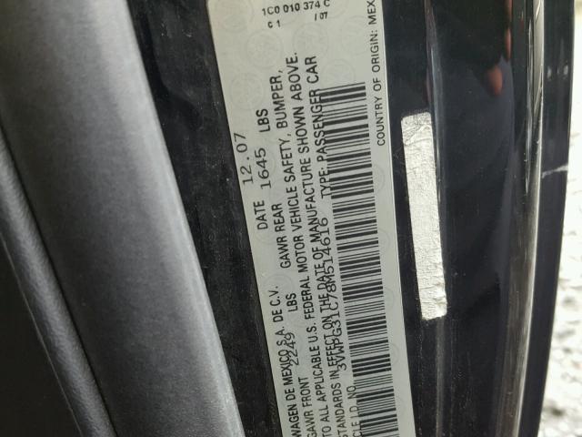 3VWPG31C78M514616 - 2008 VOLKSWAGEN NEW BEETLE შავი ფოტო 10