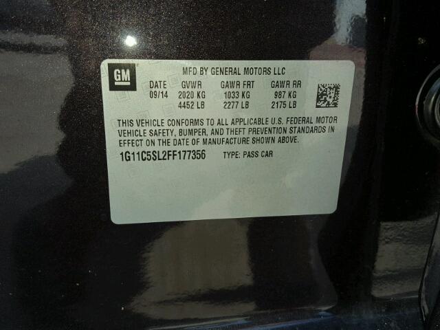 1G11C5SL2FF177356 - 2015 CHEVROLET MALIBU 1LT BROWN photo 10