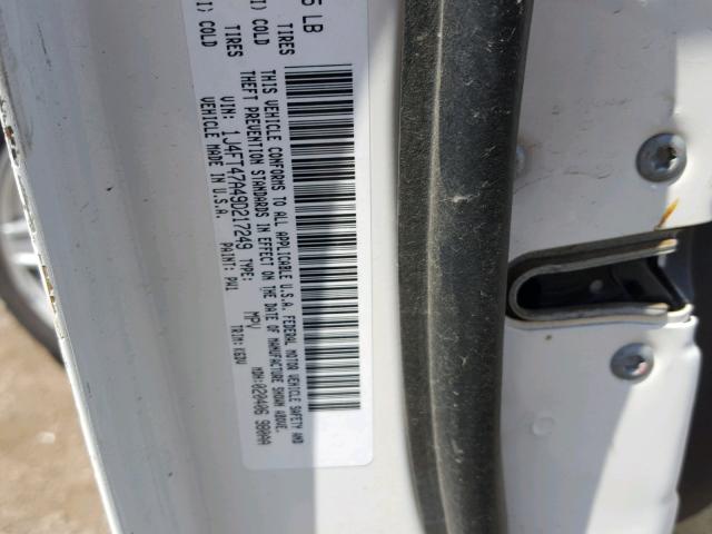 1J4FT47A49D217249 - 2009 JEEP COMPASS SP WHITE photo 10