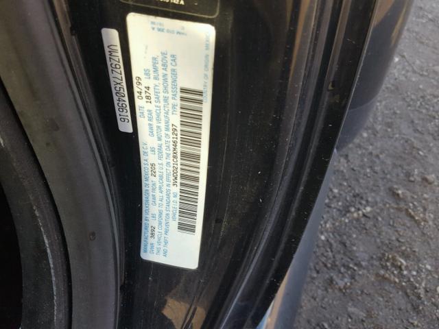 3VWDD21C8XM461297 - 1999 VOLKSWAGEN NEW BEETLE 黑色 照片 10