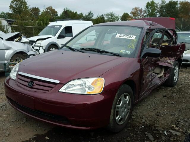 2HGES16582H521282 - 2002 HONDA CIVIC LX MAROON photo 2