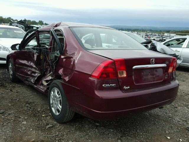 2HGES16582H521282 - 2002 HONDA CIVIC LX MAROON photo 3