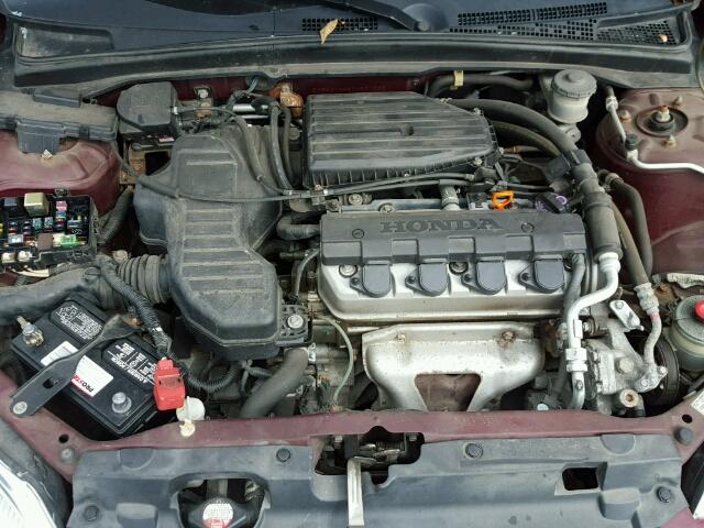 2HGES16582H521282 - 2002 HONDA CIVIC LX MAROON photo 7