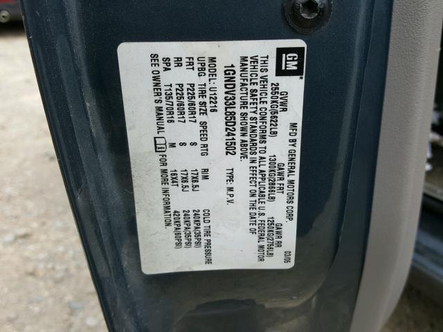 1GNDV33L85D241502 - 2005 CHEVROLET UPLANDER L 蓝色 照片 10