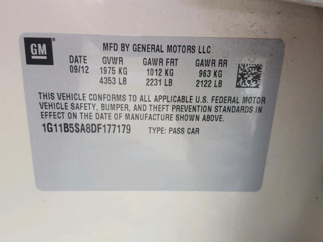 1G11B5SA8DF177179 - 2013 CHEVROLET MALIBU LS Qəhvəyi foto 10