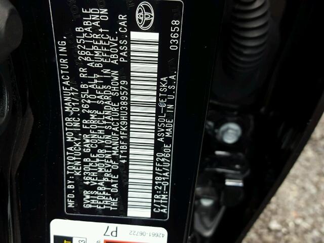 4T1BF1FK9HU389579 - 2017 TOYOTA CAMRY LE Schwarz Foto 10