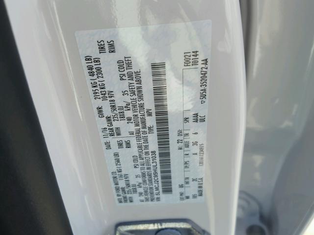 5LMCJ2C95HUL31038 - 2017 LINCOLN MKC SELECT WHITE photo 10