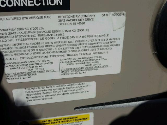 4YDT29224FT411965 - 2015 KEYSTONE PASSPORT TWO TONE photo 10