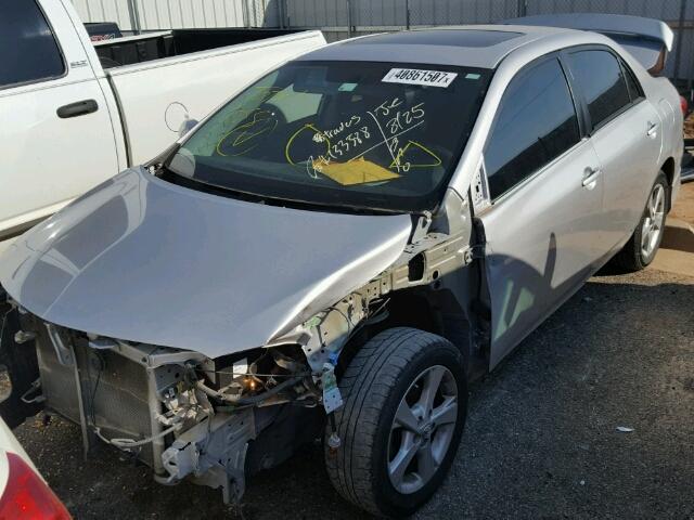 2T1BU4EE5BC572229 - 2011 TOYOTA COROLLA SILVER photo 2