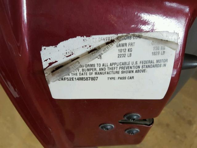 1G2NF52E14M587807 - 2004 PONTIAC GRAND AM S 栗色 照片 10