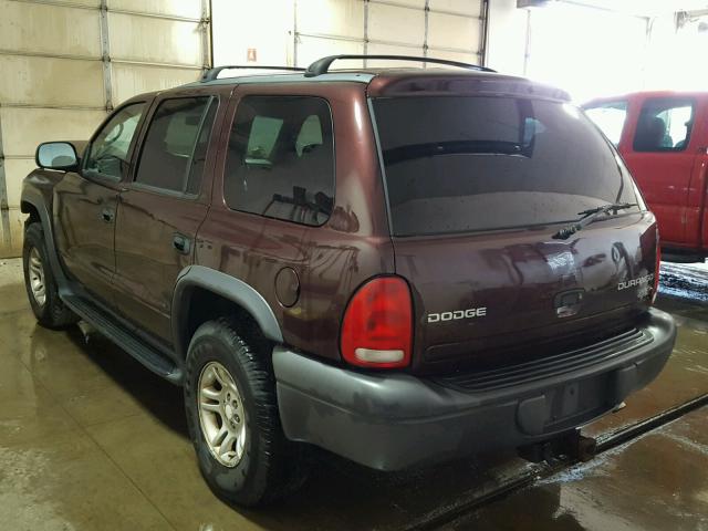 1D4HS38N93F591688 - 2003 DODGE DURANGO SP MAROON photo 3