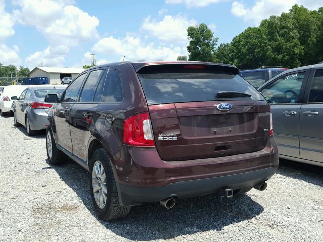 2FMDK3JC0CBA44424 - 2012 FORD EDGE SEL BURGUNDY photo 3