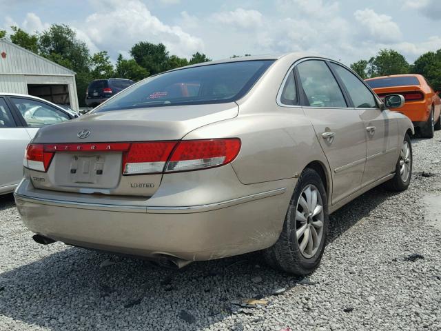 KMHFC46F96A053248 - 2006 HYUNDAI AZERA SE BEIGE photo 4