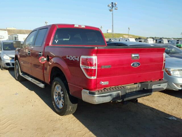 1FTFW1ET1CKD85580 - 2012 FORD F150 RED photo 3