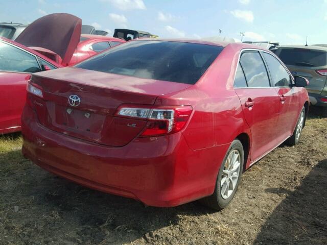 4T4BF1FK5CR262634 - 2012 TOYOTA CAMRY RED photo 4