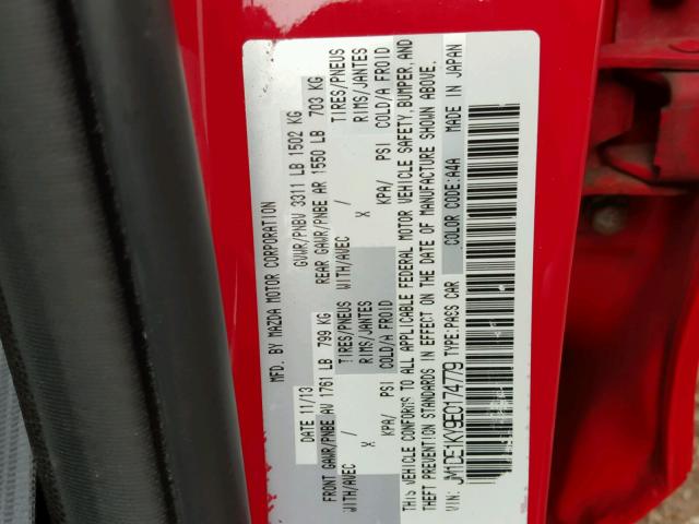 JM1DE1KY9E0174779 - 2014 MAZDA MAZDA2 SPO RED photo 10