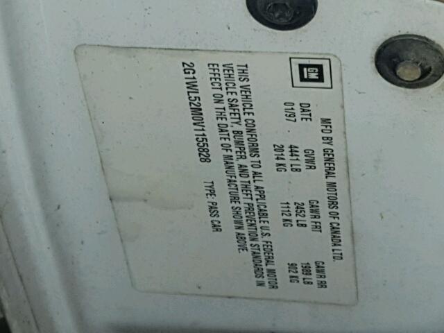 2G1WL52M0V1155828 - 1997 CHEVROLET LUMINA BAS თეთრი ფოტო 10