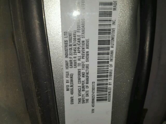 4S3BH625747303173 - 2004 SUBARU LEGACY L S SILVER photo 10