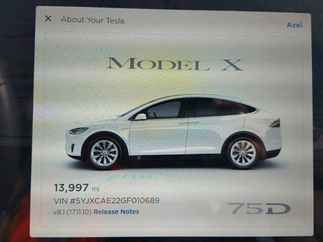 5YJXCAE22GF010689 - 2016 TESLA MODEL X WHITE photo 8