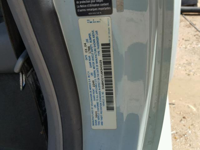 3VWBM31Y14M343029 - 2004 VOLKSWAGEN NEW BEETLE ლურჯი ფოტო 10