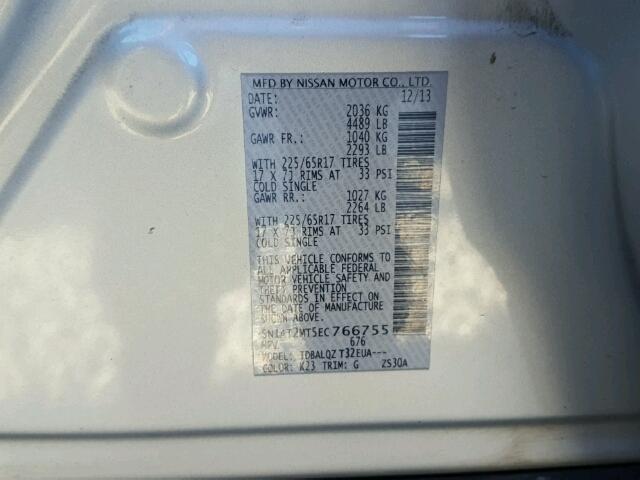 5N1AT2MT5EC766755 - 2014 NISSAN ROGUE SILVER photo 10