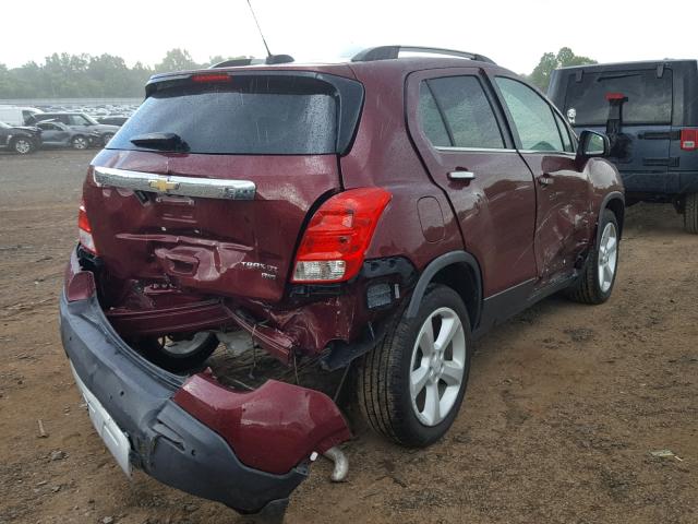 3GNCJRSB5GL168606 - 2016 CHEVROLET TRAX LTZ BURGUNDY photo 4