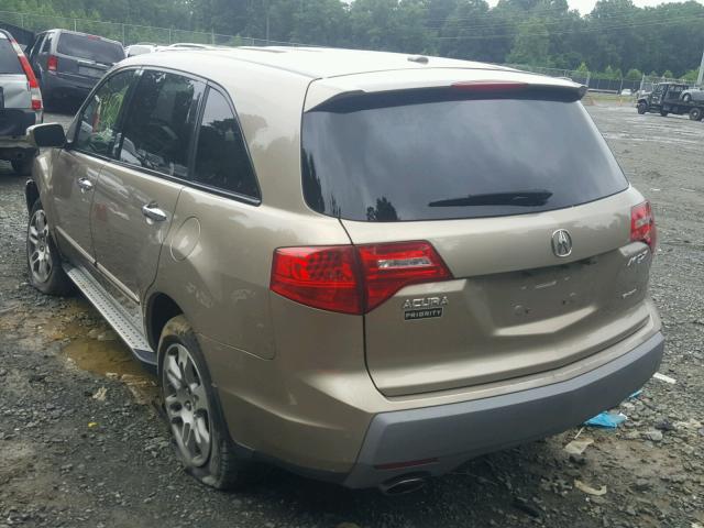 2HNYD28337H503278 - 2007 ACURA MDX TECHNO GOLD photo 3