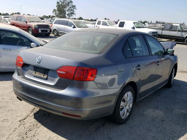 3VW2K7AJ0CM384833 - 2012 VOLKSWAGEN JETTA BASE Մոխրագույն լուսանկար 4