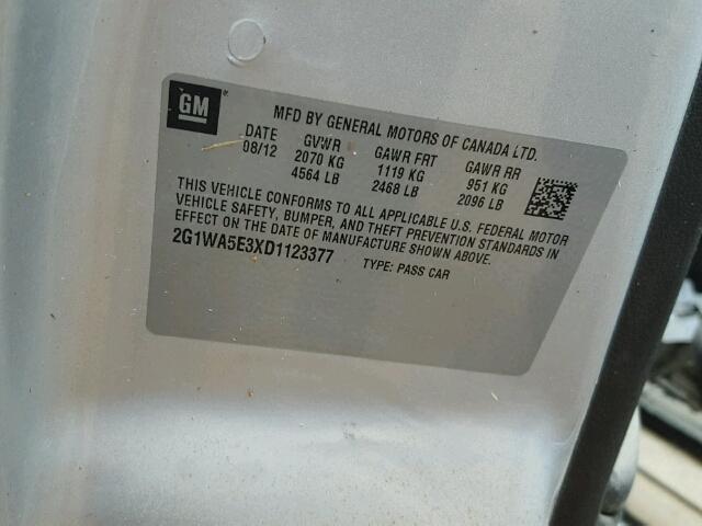 2G1WA5E3XD1123377 - 2013 CHEVROLET IMPALA SILVER photo 10