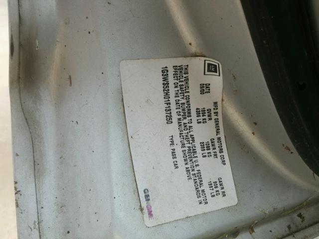 1G3WS52H01F137250 - 2001 OLDSMOBILE INTRIGUE G SILVER photo 10